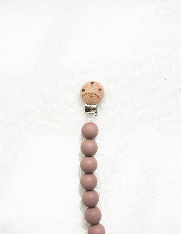 Bohemian Mama Littles Pacifier Clip - Burlwood by Bohemian Mama