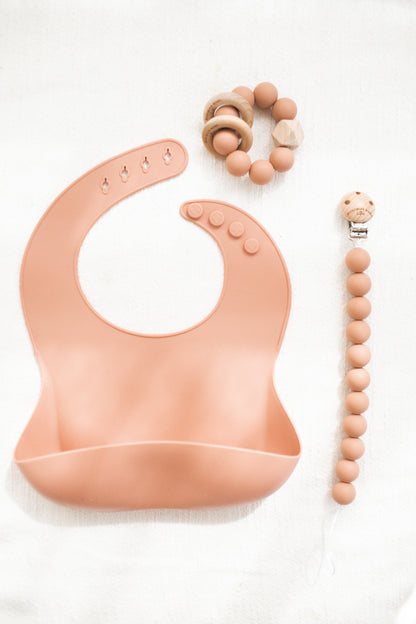 Bohemian Mama Littles Baby Silicone Bib - Speckled Apricot by Bohemian Mama