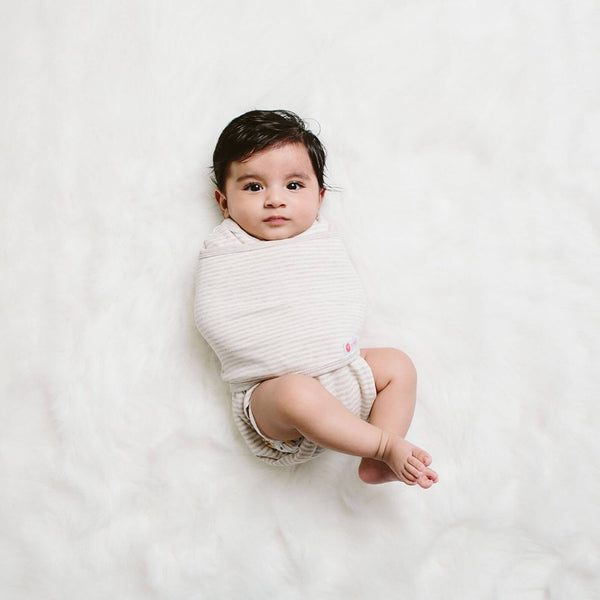 *Organic* Swaddles | Heathered Oatmeal Stripe by embé®
